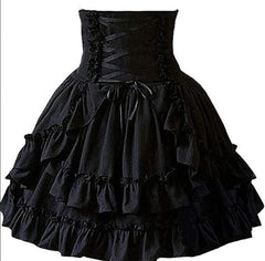 Gothic Black Lolita Steampunk High Waist Skirt with Ruffles