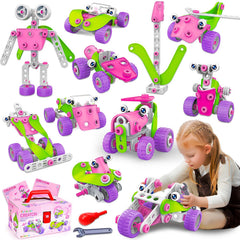 STEM Toys for 4 5 6 7 8+ Year Old Girl Birthday Gifts Pink Educational Building Toys for Kids Ages 4-8 5-7 8-10 Stem Activities Construction Toys for Girls 4-6 6-8 Creative Games Valentine Idea Gift