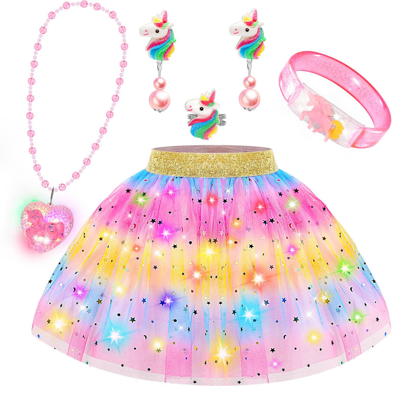 Princess Dress Up for Girls 4-6 Toddler Toys for Ages 3-6 6 PCS Light Up Toddler Dress Up Clothes with Bracelet Necklace Kids Toys for 3 4 5 6 year old Girl Christmas Halloween Birthday Gift
