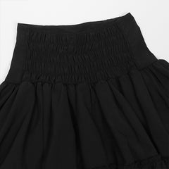 Gothic Black Lolita Steampunk High Waist Skirt with Ruffles