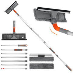 Window Squeegee Cleaner 103in Window Cleaner Tool 2 in 1 Window Cleaning Kit with Bendable Head Window Washing Equipment with Straight Extension Pole Squeegee for Window Cleaning High Window