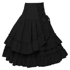 Gothic Black Lolita Steampunk High Waist Skirt with Ruffles