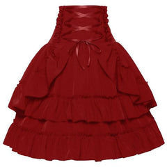 Gothic Black Lolita Steampunk High Waist Skirt with Ruffles