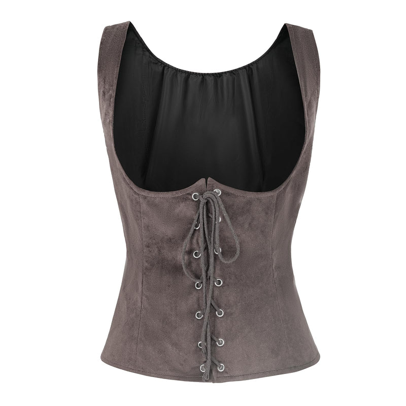 Teyujosem Womens Pirate Vest Renaissance Steampunk Corset Medieval Bodice(2022049GYM)